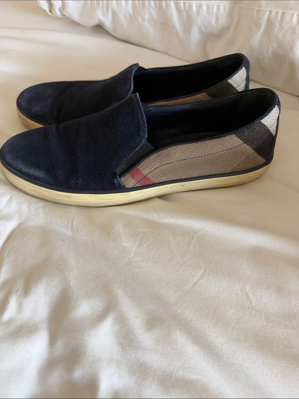 Burberry woman’s  Navy Slip-On Canvas & Suede Casual Shoes - Picture 2 of 7